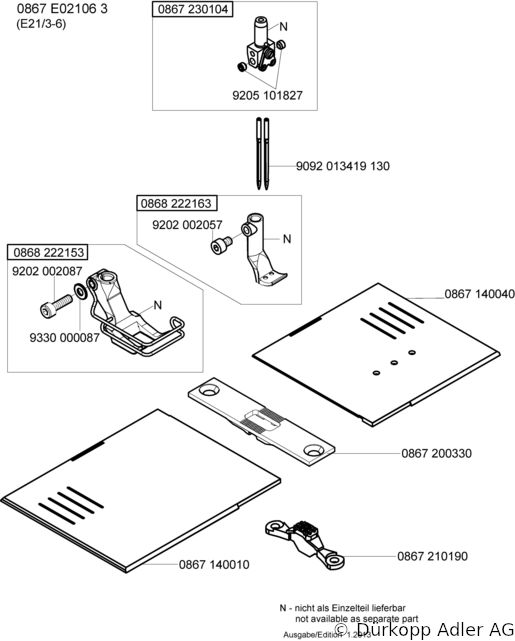 867-290040 Dürkopp Adler 2-Needle lockstitch flatbed bottom feed, needle feed and alternating foot top feed sewing machine (0867 990008 109)