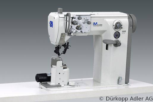 888-356020 Dürkopp Adler 1-Needle lockstitch post bed wheel feed, needle feed and top driven roller presser also during backtacking, integrated sewing drive sewing machine(0888 990005 012)
