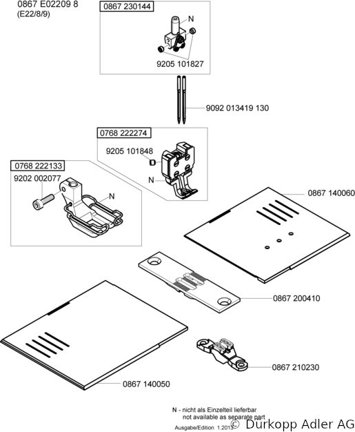 867-290040 Dürkopp Adler 2-Needle lockstitch flatbed bottom feed, needle feed and alternating foot top feed sewing machine (0867 990008 097)
