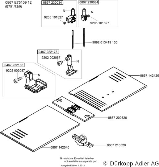867-290040-70 Dürkopp Adler 2-Needle lockstitch flatbed longarm bottom feed, needle feed and alternating foot top feed sewing machine (0867 990103 059)