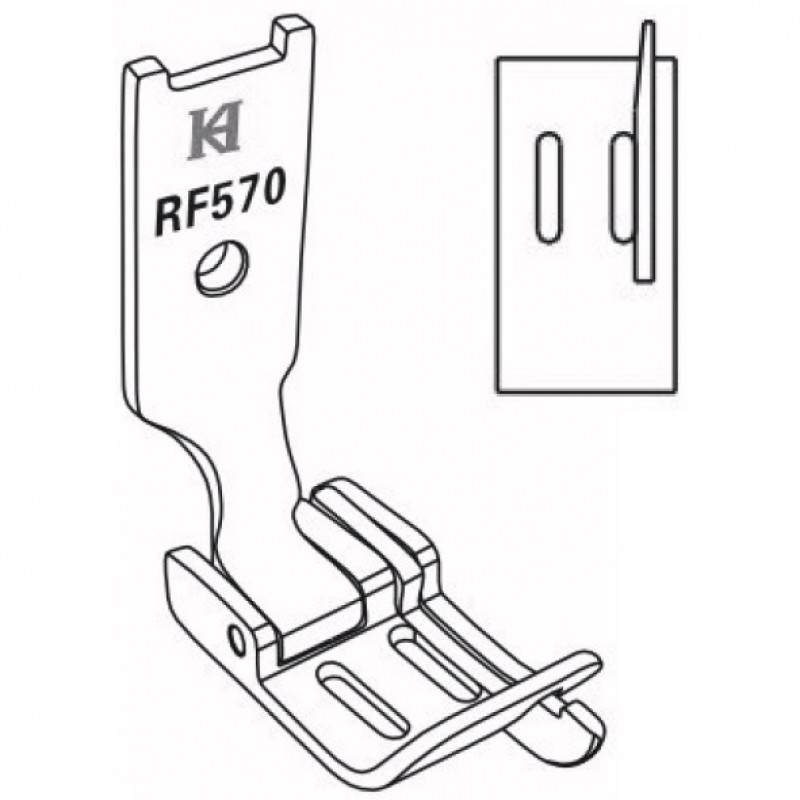 RF570 Anti-Static Guiding Feet — Anti-Static Feet with Right Compensating Guide for Double Needle Machine Right Guiding Distance : 1.0mm