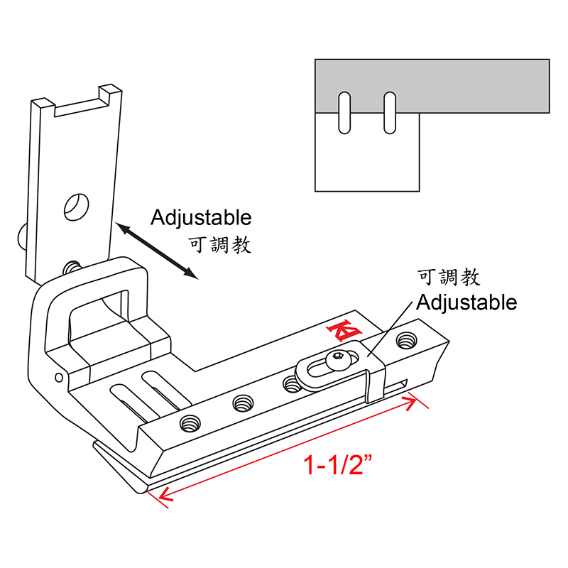 KP842-P5 Shirring Guiding Foot — Double Needle Shirring Presser Feet (Adjustable) Max. Elastic Tape Size: 1-1/2"