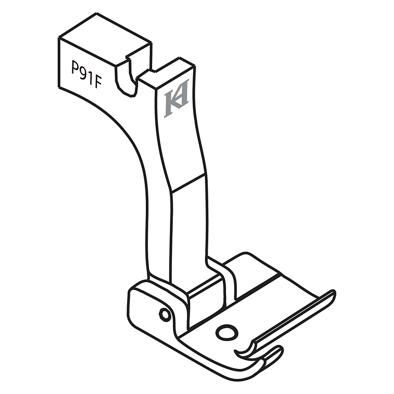 P91F Presser Foot — Presser Feet for Single Needle Machine with Puller (Hemming use) *Optional size: The space between needle hole and right edge.