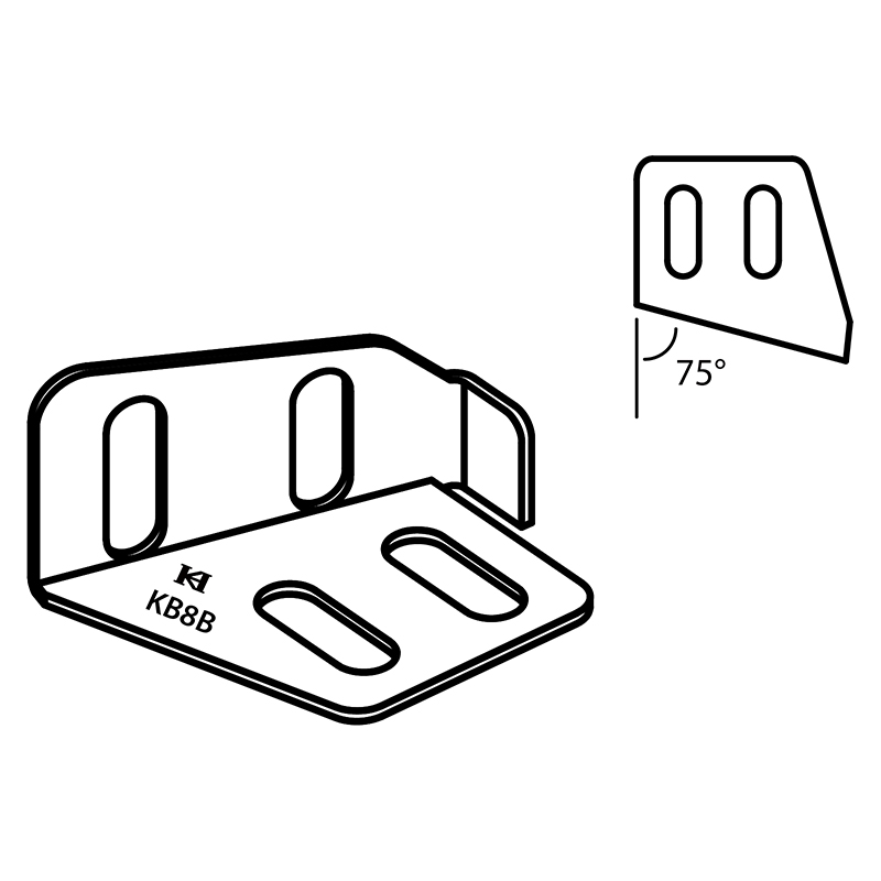 KFB8B Binder Base Bracket with Guide — 75° Binder Base Bracket with Guide Front / rear movable. *The binder requires 2 screw holes with 16mm distance for mounting the bracket.