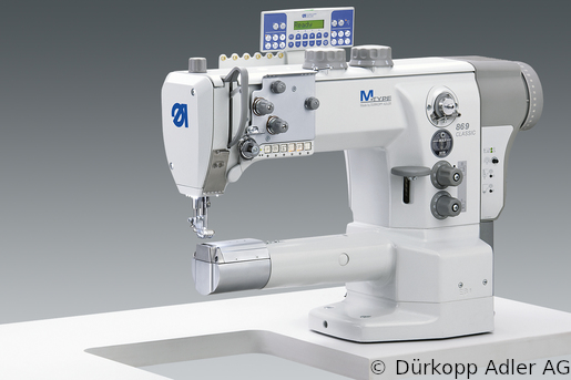 869-180322-M Dürkopp Adler 1-Needle lockstitch cylinder arm bottom feed, needle feed and alternating foot top feed, integrated sewing drive sewing machine (0869 990203 006)