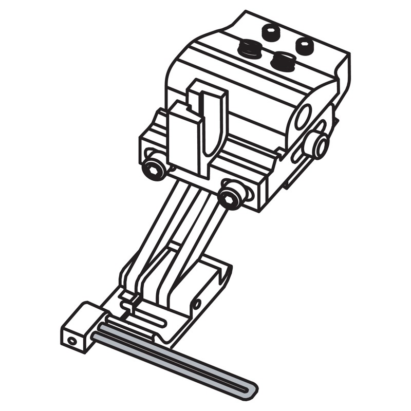 K938GL Left Compensating Feet — Tape Attaching Left Compensating Feet for Zigzag (Adustable) For tape/elastic attaching, max. 32mm width (removable). Adjusting both presser feet bases height and pressure independently. Sewing different thickness fabrics simultaneously. Suitable for Machine: