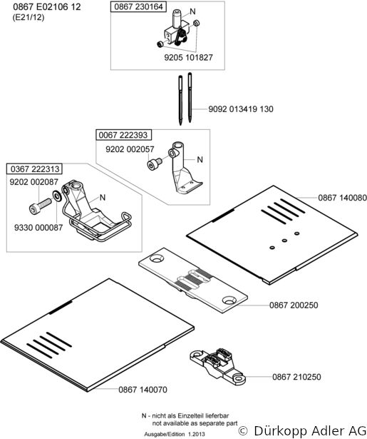 867-290040 Dürkopp Adler 2-Needle lockstitch flatbed bottom feed, needle feed and alternating foot top feed sewing machine (0867 990008 114)