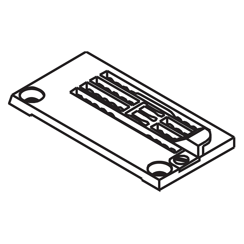 S08723-001G Needle Plate with Fabric Guide — Needle Plate with Fabric Guide for Brother Coverstitch Machine Suitable for machine: