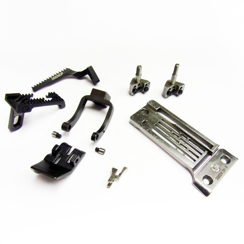 35800 3N 9/32" Heavy Material Conversion Kit (Differential Feed Dog) — Spare Parts for Union Special 35800 9/32", 3-Needle Conversion Kit for Heavy Material (Differential Feed Dog) Full Set includes: Optional Items: 23420 Folder