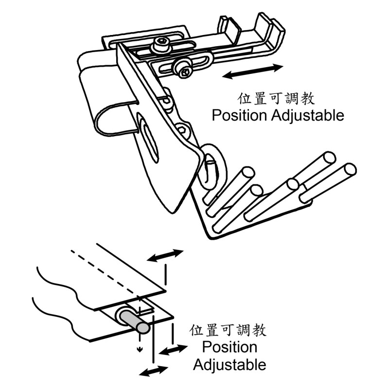 KHF867S Cord Welting Attachment — Cord Welting Attachment Welt, welt jacket, top and bottom material can be guided and processed in one operation. The tape width can be set from 20 – 40mm in no time; with the corresponding sewing sets it is possible to process welt diameters of 3 – 8 mm.