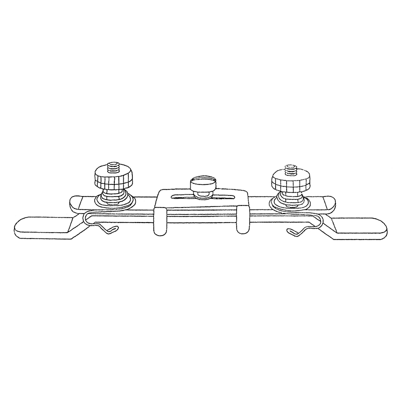 AP-18E Elastic Tension Bracket — Table Type Elastic Tension Bracket Adjustable tape width : 10 ~ 50mm Install holes distance : 141mm