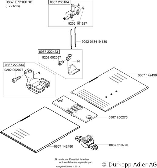 867-290040-70 Dürkopp Adler 2-Needle lockstitch flatbed longarm bottom feed, needle feed and alternating foot top feed sewing machine (0867 990103 069)