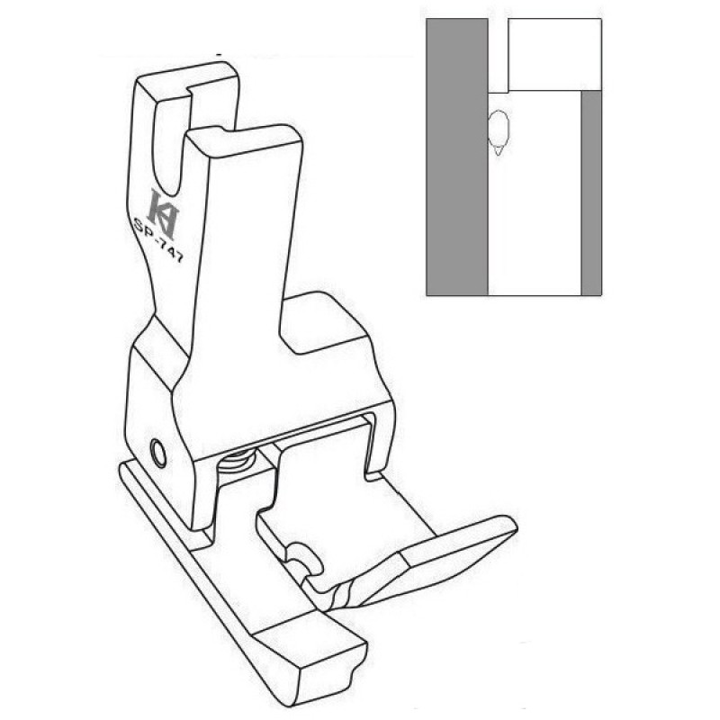 SP-747 Presser Feet — Compensation Presser Feet for Tape Guiding Size*: Space between needle hole and left guide.
