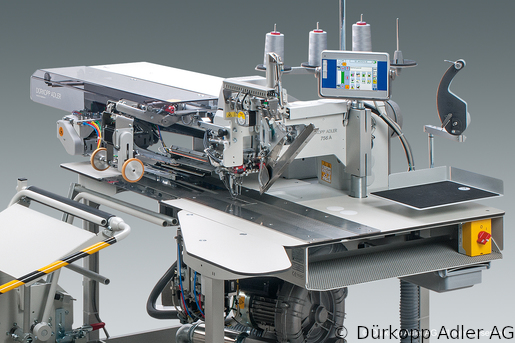 756- Dürkopp Adler 2-Needle lockstitch runstitching of piped pockets, flap pockets and welt pockets camp transport sewing automat (0756 991001 027)