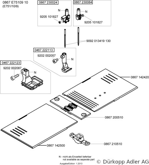 867-290040-70 Dürkopp Adler 2-Needle lockstitch flatbed longarm bottom feed, needle feed and alternating foot top feed sewing machine (0867 990103 065)