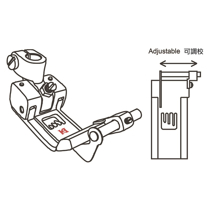 2504 Presser Foot — Presser Foot for Coverstitch Machine Adjustable Tape Guide. Presser Bar Internal Diameter: 6.0mm *Suggest to use with Groz Beckert MY1014A needle. Suitable for machine: