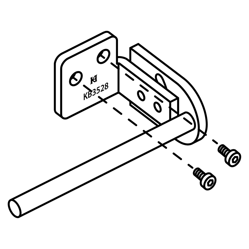 KB3528 Folder Bracket — Suspending folder bracket for double-needle flat-bed machines. Bracket diameter: 6.3mm *Please confirm that the sewing machine has corresponding screw holes, otherwise it cannot be installed.