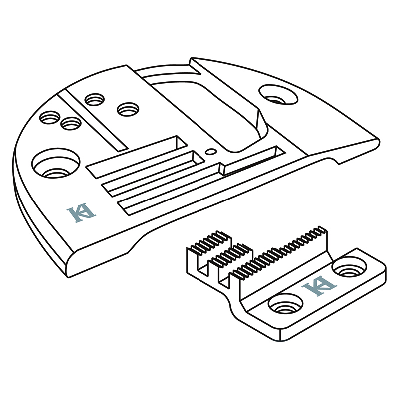 KN-10 Needle Plate + KF-10 Feed Dog — Binder Needle Plate and Feed Dog for Thin Materials KN-10 Needle Plate KF-10 Feed Dog Coarse: 15T Fine: 22T