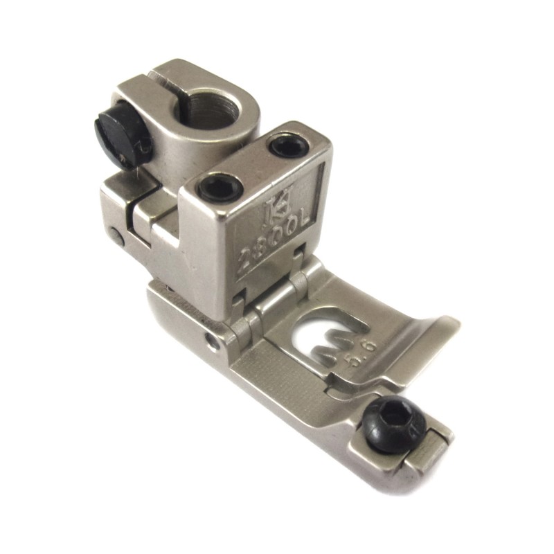 2800L Left Compensating Foot — Left Compensating Foot for Coverstitch Machine (Adjustable) Pressure can be adjusted independently. Suitable for sewing different thickness fabrics simultaneously. Presser Bar Internal Diameter: 6.0mm
