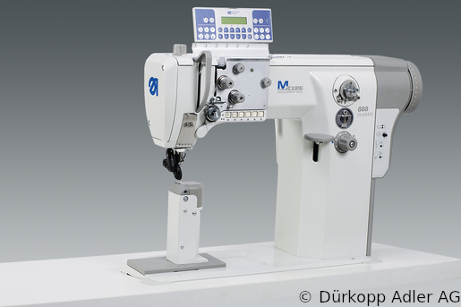 888-160122-M Dürkopp Adler 1-Needle lockstitch post bed wheel feed, needle feed and top driven roller presser (also during backtacking), integrated sewing drive sewing machine(0888 990203 013)