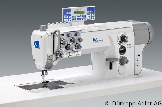 827-260122-M Dürkopp Adler 2-Needle lockstitch flatbed bottom feed and needle feed, integrated sewing drive, integrated sewing drive sewing machine (0827 990202 002)