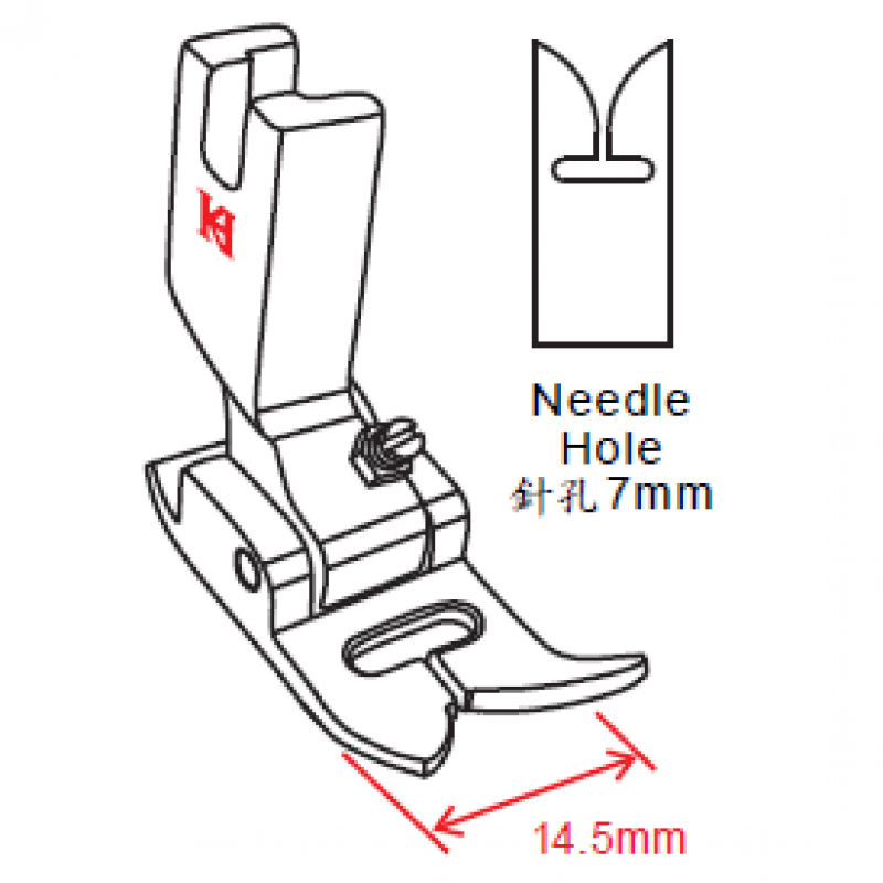 KP438A Presser Foot — Pfaff Zigzag Presser Foot Needle Hole Width : 7.5mm Pressing Width : 14.5mm