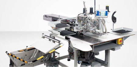Duerkopp Adler 756 D | Sewing unit for breast welt pockets with feeding and matching device for checked or striped breast welts