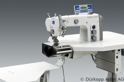 550-5-5-2 Dürkopp Adler 1-Needle lockstitch stitching through straight waistbands of trousers and skirts in the seam shadow bottom feed and needle feed, variable puller feed (0550 993106 002)