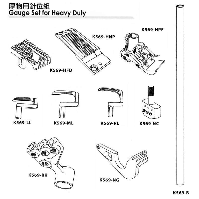 KH56900-HGS Gauge Set (Heavy Duty) — Heavy Duty Gauge Set for Union Special 56900 Needle Space : 1/4" , 9/32" , 3/8"