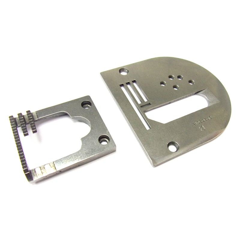 210596A-3 Needle Plate + 210516A-3 Feed Dog — Binding Needle Plate and Feed Dog for Singer / Juki Zigzag Machine (3-roll) 210…
