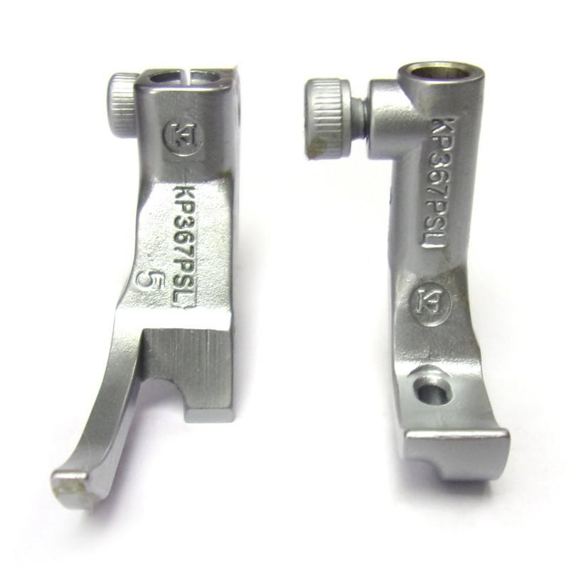 KH367TG (KH367PSL) Piping Feet — Cording groove on the left of the needle,its welt groove is integrated one half each in the presser feet and feeding feet.
