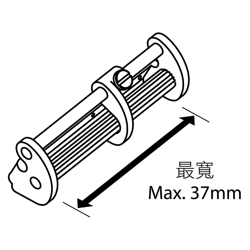 KP-ER(37) Roller Guide — Roller Guide Can be attached on different guiding feet. Roller tape guide helps the sticky material such as elastic rubber tape scroll smoothly. Guiding width is is adjustable, maximum to 37mm.