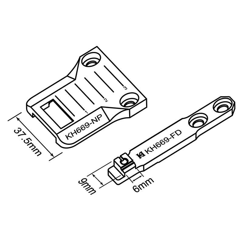 KH669-NP Needle Plate + KH669-FD Feed Dog — Needle plate and feed dog set for Durkopp Adler 669 Max. stitch length : 9 mm Feed dog feeding Width : 6 mm
